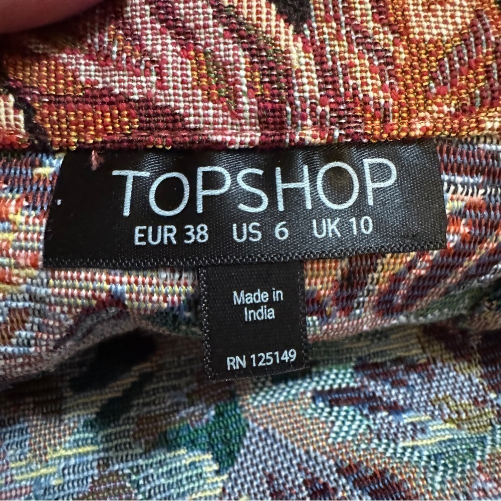 Topshop Tapestry Floral Rose Jacquard Crochet Mini Skirt Carpet Lace Pink 6 - Picture 7 of 7